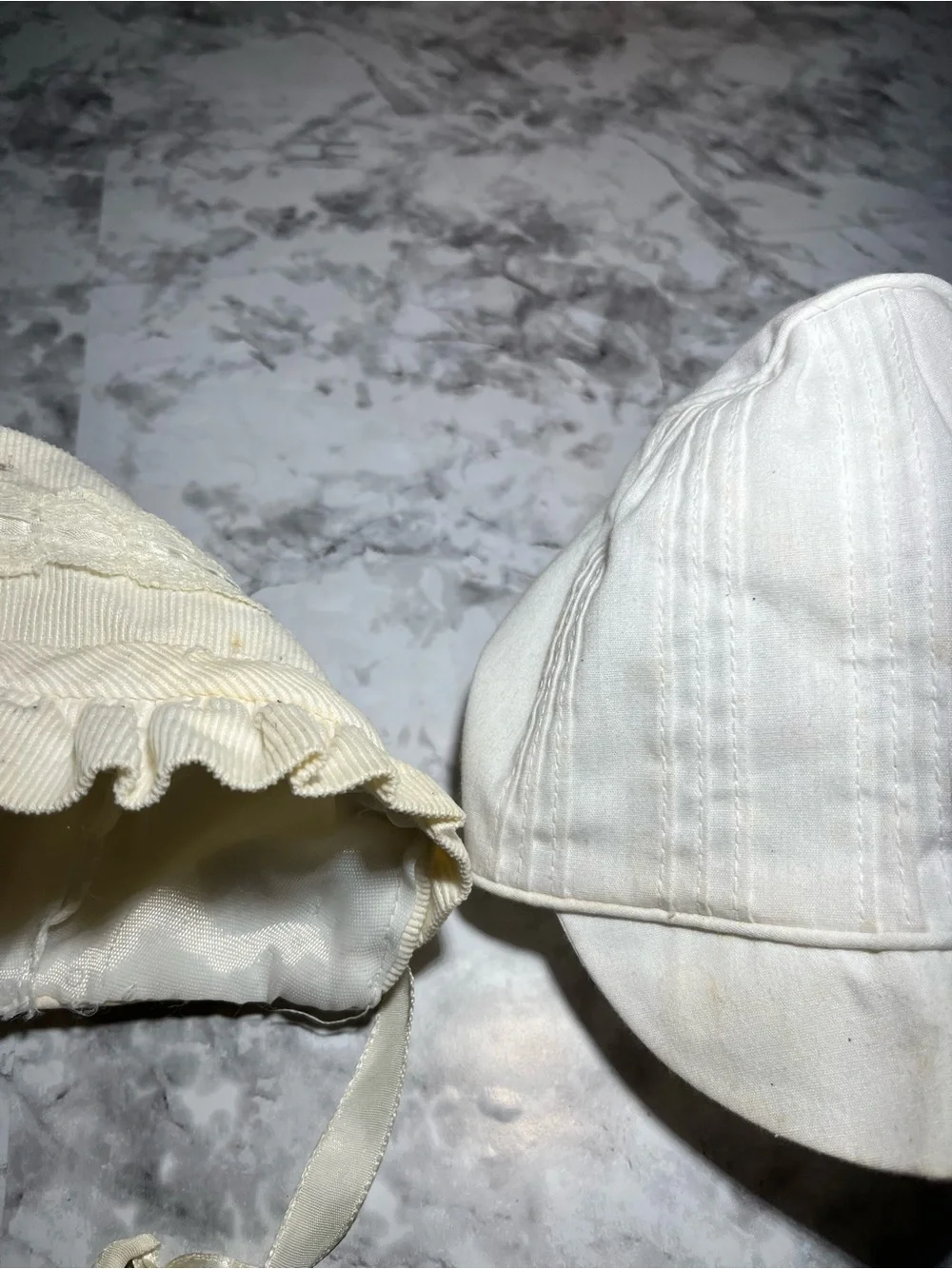 1960s New Cream Kids Bonnet Set - Classic Cotton Baby Bonnets